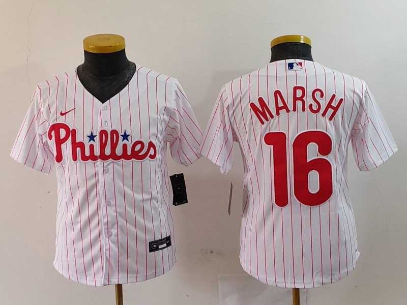 Youth Philadelphia Phillies #16 Brandon Marsh White Pinstripe Stitched Cool Base Jersey,We sell and wholesale Youth Philadelphia Phillies #16 Brandon Marsh White Pinstripe Stitched Cool Base Jersey on line form chian!